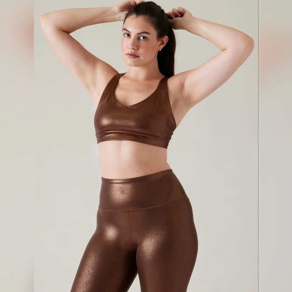 NWT Athleta Solace Bra A-C in Size Medium Toasted Brown Shine Color